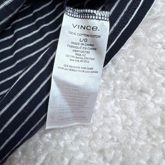 VINCE Pencil Stripe Essential Crewneck T-Shirt Slim Fit - Picture 5 of 8